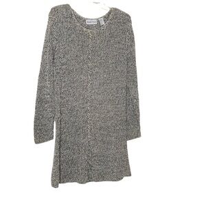 Bonnie Evans tunic sweater dress with long sleeves and shoulder pads.  Size S
